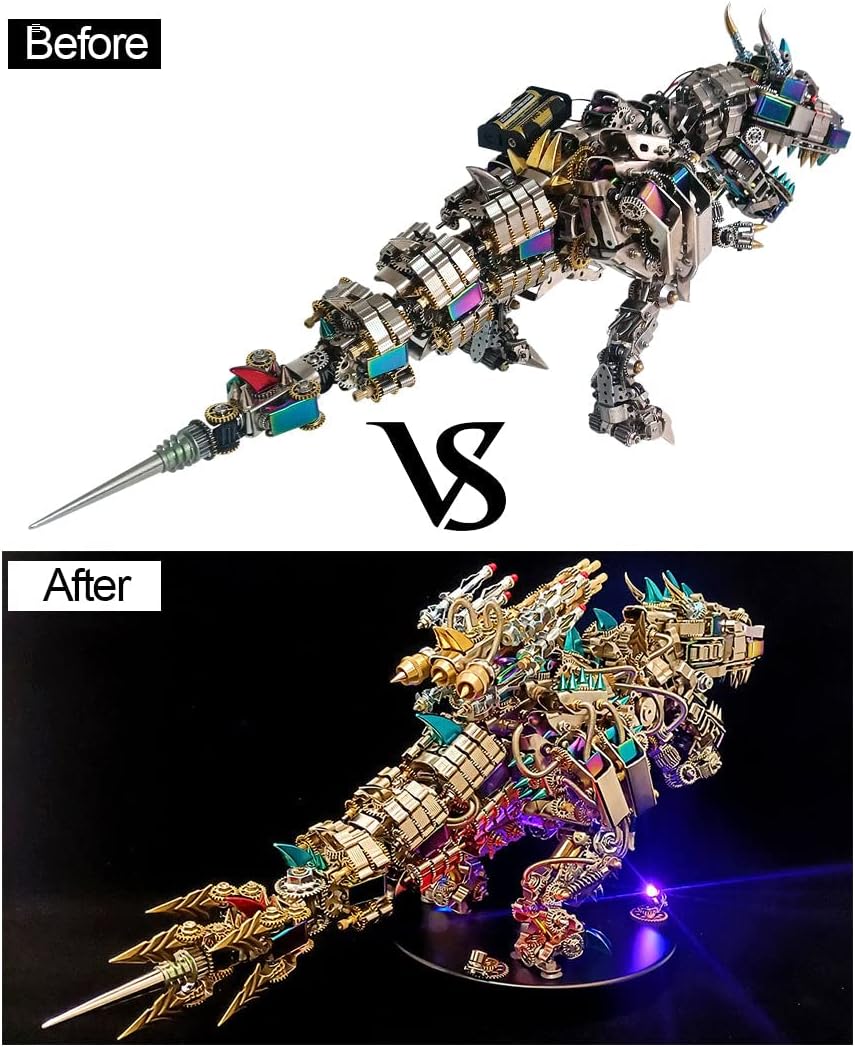 Metalkitor 3D Metal Puzzle for Adults, Tyrannosaurus Rex Model Kit Jigsaw- Steampunk DIY Ornament - Assembly Dinosaur Crafts Brain Teaser - Perfect Room Decor and Gift Choice