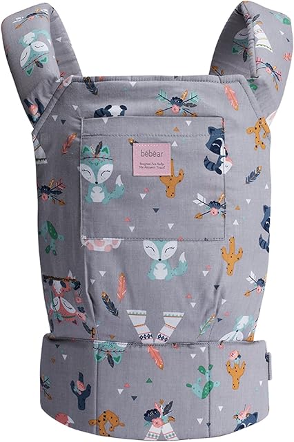 Bebamour Doll Carrier, 100% Cotton, Reborn Doll Carrier Sling (Grey Animal)