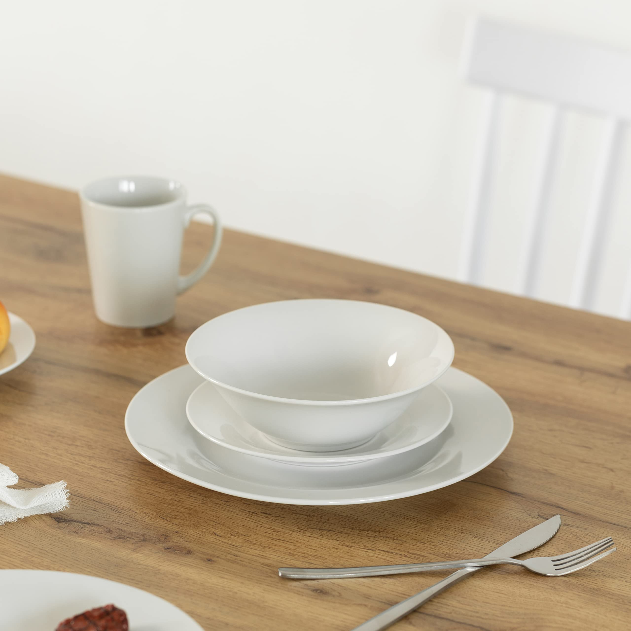 Amazon.co.jp: 縁付き食器48点セット 12人用 | マグカップ サラダ