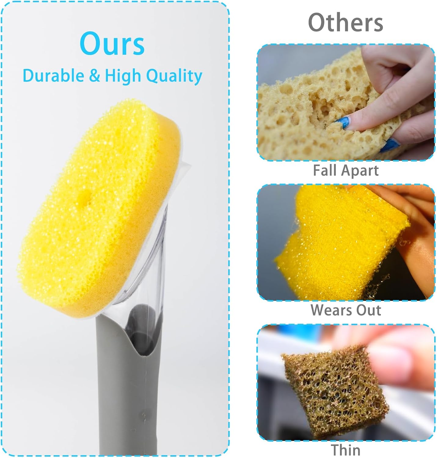 8 Packs Dish Wand Sponge Refills Compatible with Scrub Daddy - Replacement Heads, Dish Scrubber Brush for Cleaning Stuck-on Food, Sponge Replacement Heads for Kitchen Cleaning, (Only Refills) - Image 6