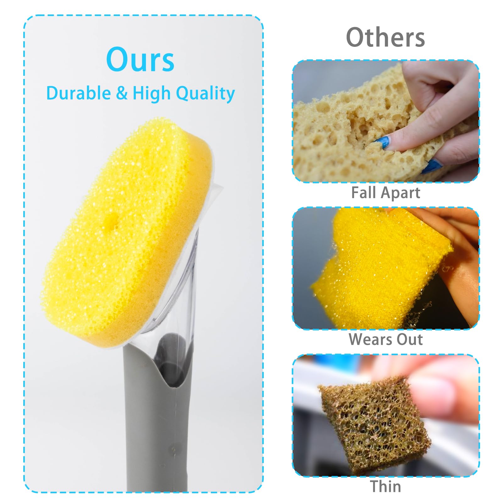 Wkłady do gąbki do różdżki do naczyń, kompatybilne z Scrub Daddy – wymienne głowice, szczotka do czyszczenia przyklejonych potraw, wymienne głowice gąbki do czyszczenia kuchni, (tylko wkłady)