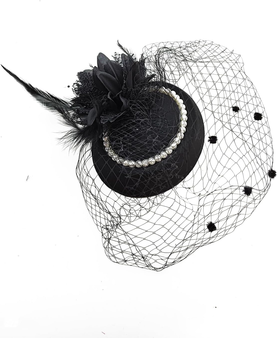 Vintage Fascinators Hats for Women 20s 50s Tea Party Hats with Clip Headwear Wedding Cocktail Feather Mesh Veil Headband - Image 2