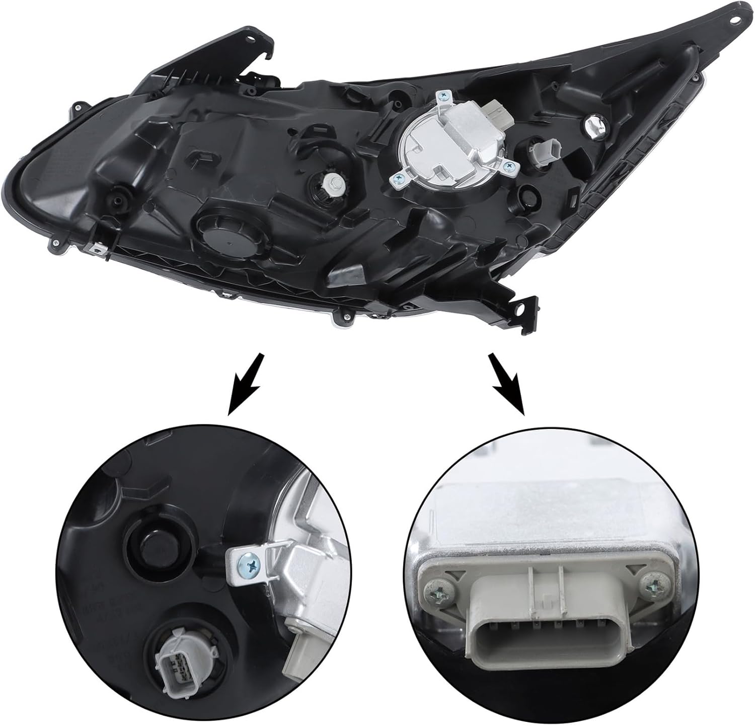 WFLNHB 1PC Replacement for Accord 2016 2017 Right Side Headlight Headlamp Assembly with DRL Chrome Housing 33100T2AA32