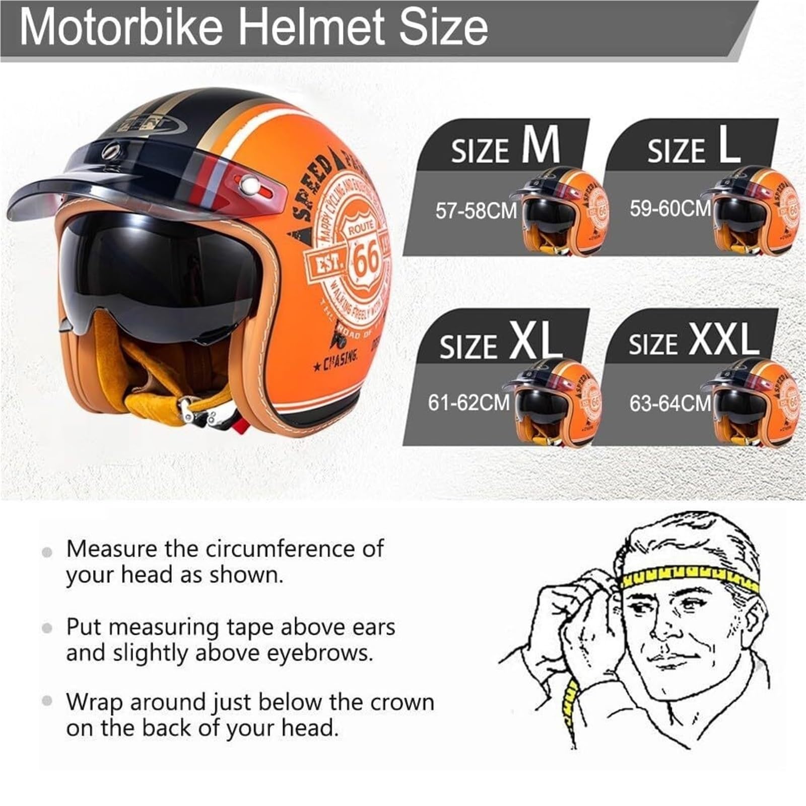 Kask motocyklowy z otwartą twarzą Vintage 3/4 Jet Half Helmet z osłoną przeciwsłoneczną Comfort Lining ECEDOT Certyfikacja Crash Helmet Scooter Cycle Bike Chopper Kask dla dorosłych mężczyzn i k