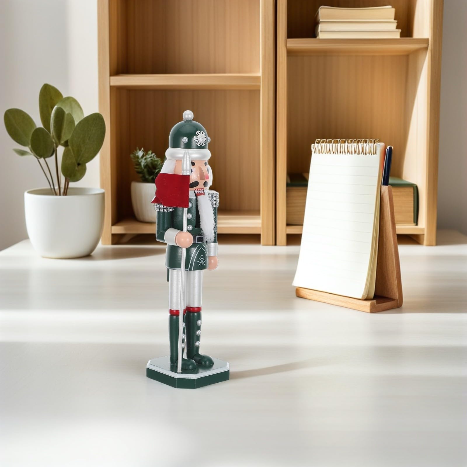 Beaupretty Adorno Navideño de Madera Artesanal con Perlas para Embellecimiento de Árbol de Navidad, Coleccionable y Elegante para Ambiente Festivo