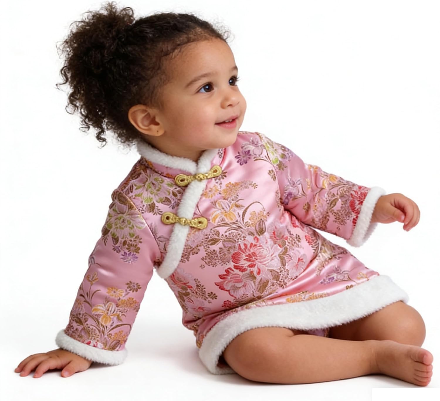 Baby Girls Dress Chinese Qipao Outfits Traditional Cheongsam Tang Quilted Dresses New Year Costumes Coat