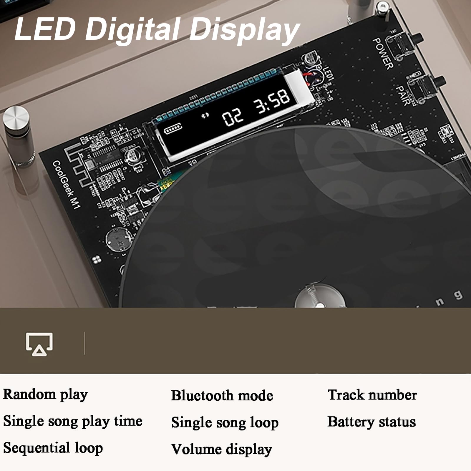 Odtwarzacz CD Bluetooth, muzyka, dekoracyjna ramka na zdjęcia z pilotem zdalnego sterowania, wyjście AUX, 2 opcje rozmieszczenia do dekoracji domu, biura i galerii