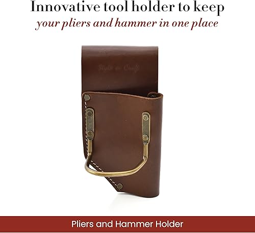 Miniatura 2 de Style n Craft Alicates y soporte para martillo, bolsa de herramientas de cuero de grano completo, marrón oscuro (98450)