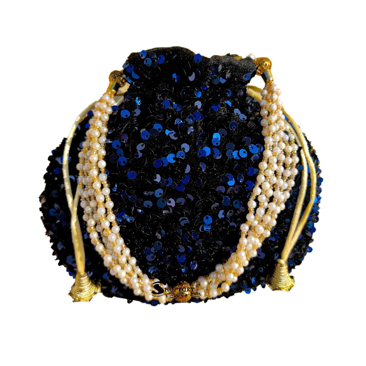 Potli - Bolsas para mujer con estilo para regalos de boda, color azul de Indian Collectible, Multi