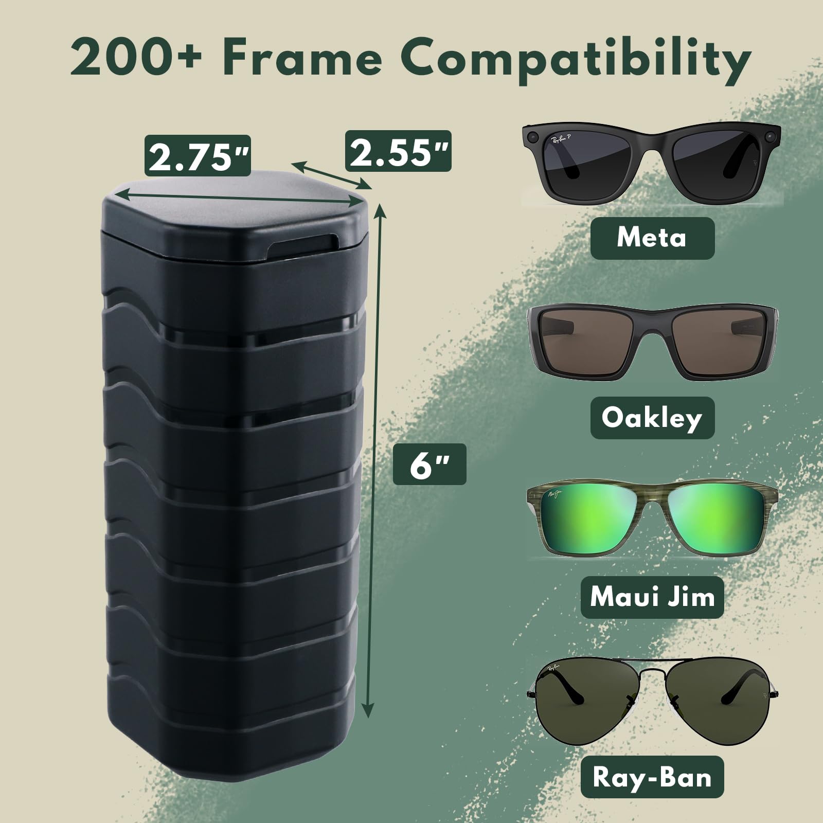 Étui de lunettes de soleil tactique à coque rigide, résistant à l'écrasement et à l'eau de qualité militaire pour extérieur/voyage – Compatible avec lunettes de soleil Ray-Ban, Oakley, Maui