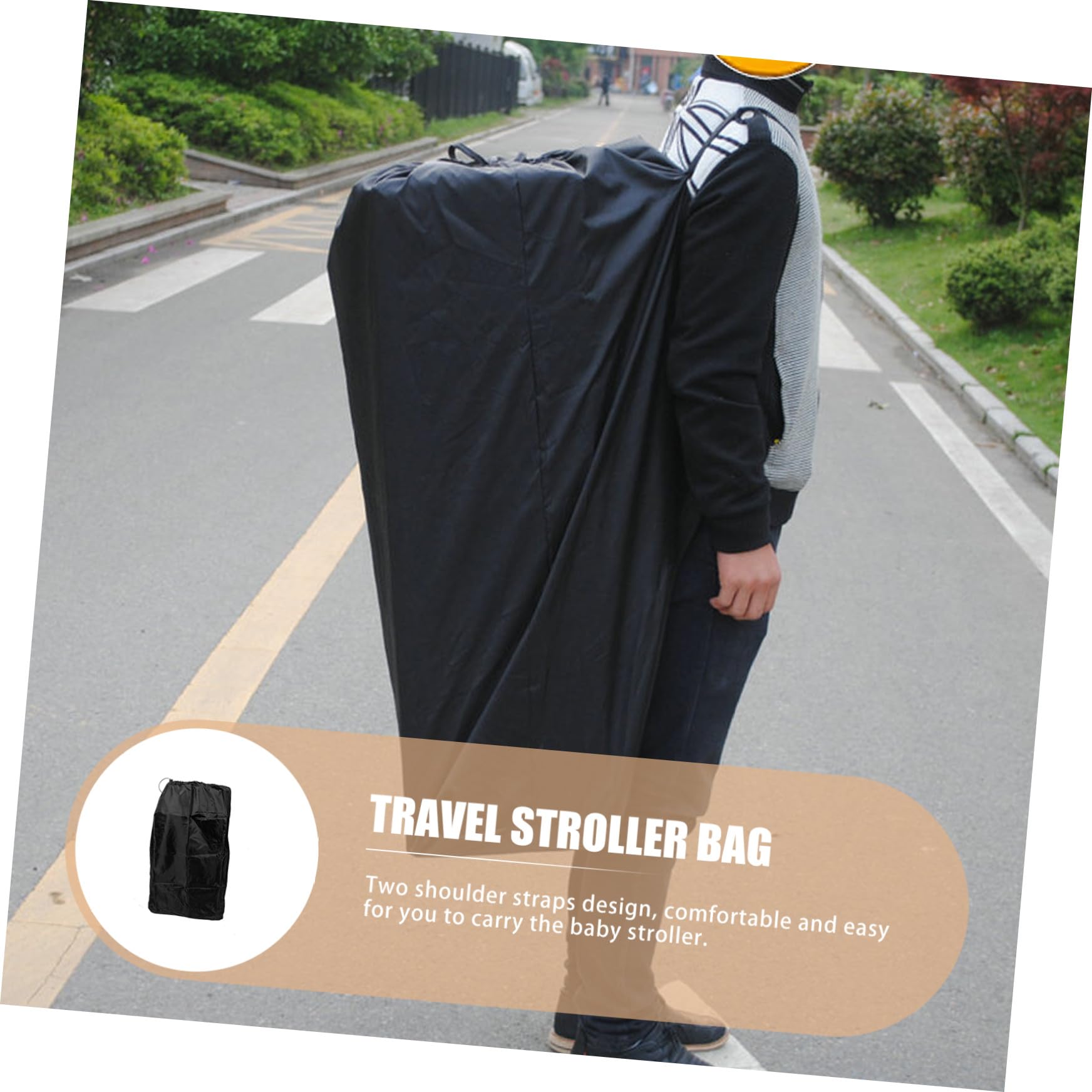 Borsa e Doppie Spalline da Viaggio in Nylon per Passeggino Nero Chiusura Regolabile e Trasporto Sicuro Compatibile la Maggior Parte dei Passeggini, per Viaggi in Aereo