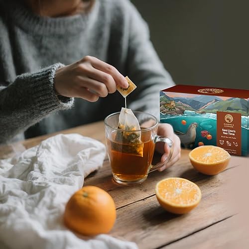 Miniatura 4 de Blooms & Leopard Bolsas de té negro prémium  Mezcla de té Sea Lion's Tea Time con cardamomo, clavo, canela, jengibre y pimienta negra  20 bolsas