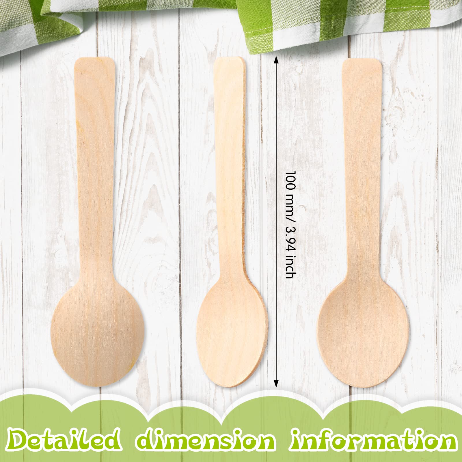 Paquete de 1000 mini cucharas de madera de 4 pulgadas, cucharas pequeñas de madera para postre, cuchara desechable de helado de madera para suministros de fiesta, madera de abedul