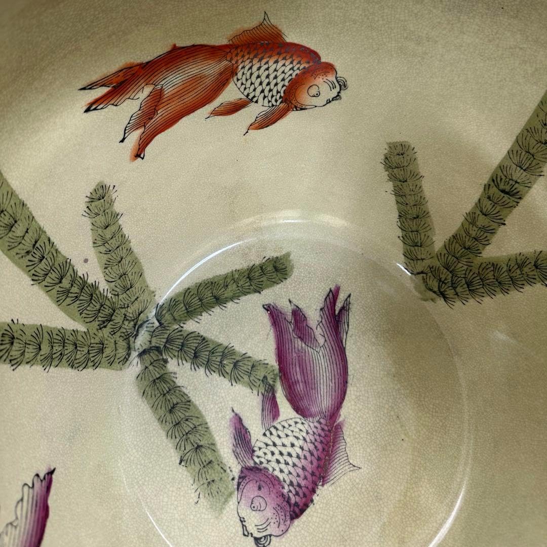 [希少】薩摩焼？九谷焼？　火鉢　金魚鉢　メダカ鉢　アンティーク　骨董品　時代物 薩摩焼？九谷？ 火鉢 金魚鉢 メダカ鉢 アンティーク 骨董品