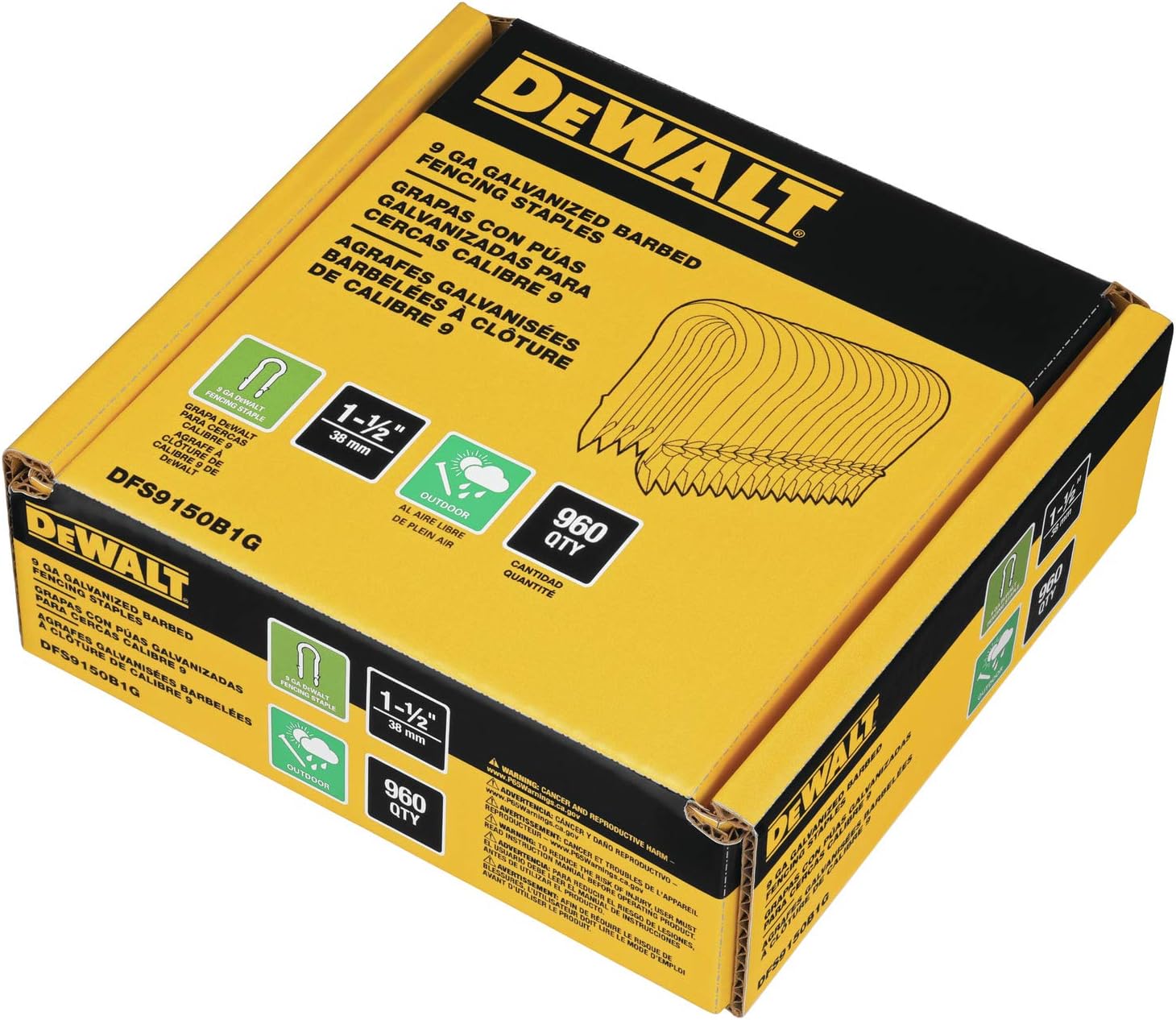 DEWALT Galvanized Barbed Fencing Staples 1.5" 9 GA (DFS9150B1G)
