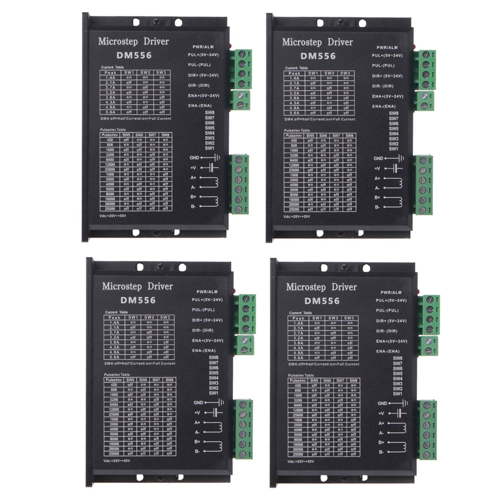 Jnchdghwa Black 4X Digital Stepper Driver, Dm556 Motor Driver Is Suitable For Nema 23, Nema 24 And Nema34 Stepper Motors