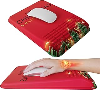 MEKASS マウスパッド リストレスト付き 人間工学に基づいたスロープマウスパッド 手根管痛緩和用 低反発素材 デスクコンピューター 手首サポートマウスパッド 滑り止めPUベース付き オフィスホーム用(メリークリスマス1)