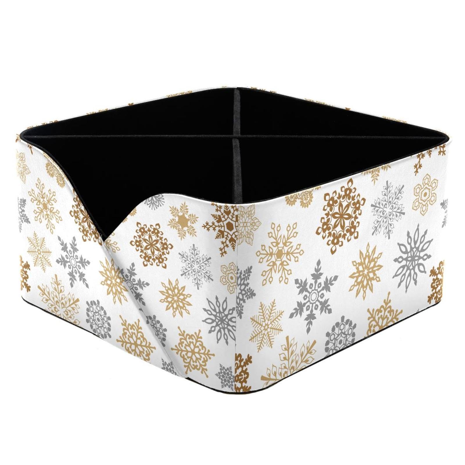 KengjuTesu Christmas Snowflakes Desktop Organizer Pen Holder, Rectangular Pencil Cup for Office, Study and Makeup Stations