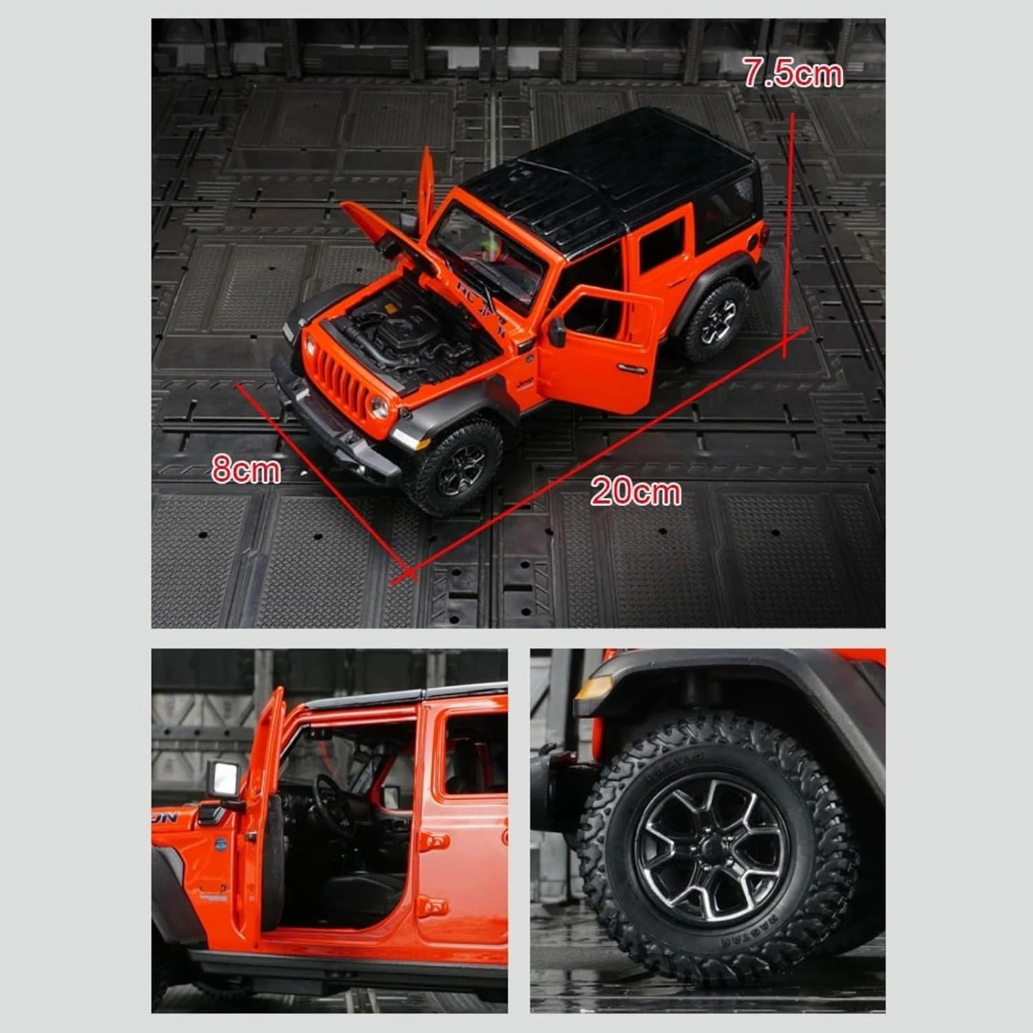 HTLNUZD 1/24 Alloy Racing Car - Adult DieCast Model, Limited Collectible Gift, Compatible with Jeep Wrangler Rubicon 4xe