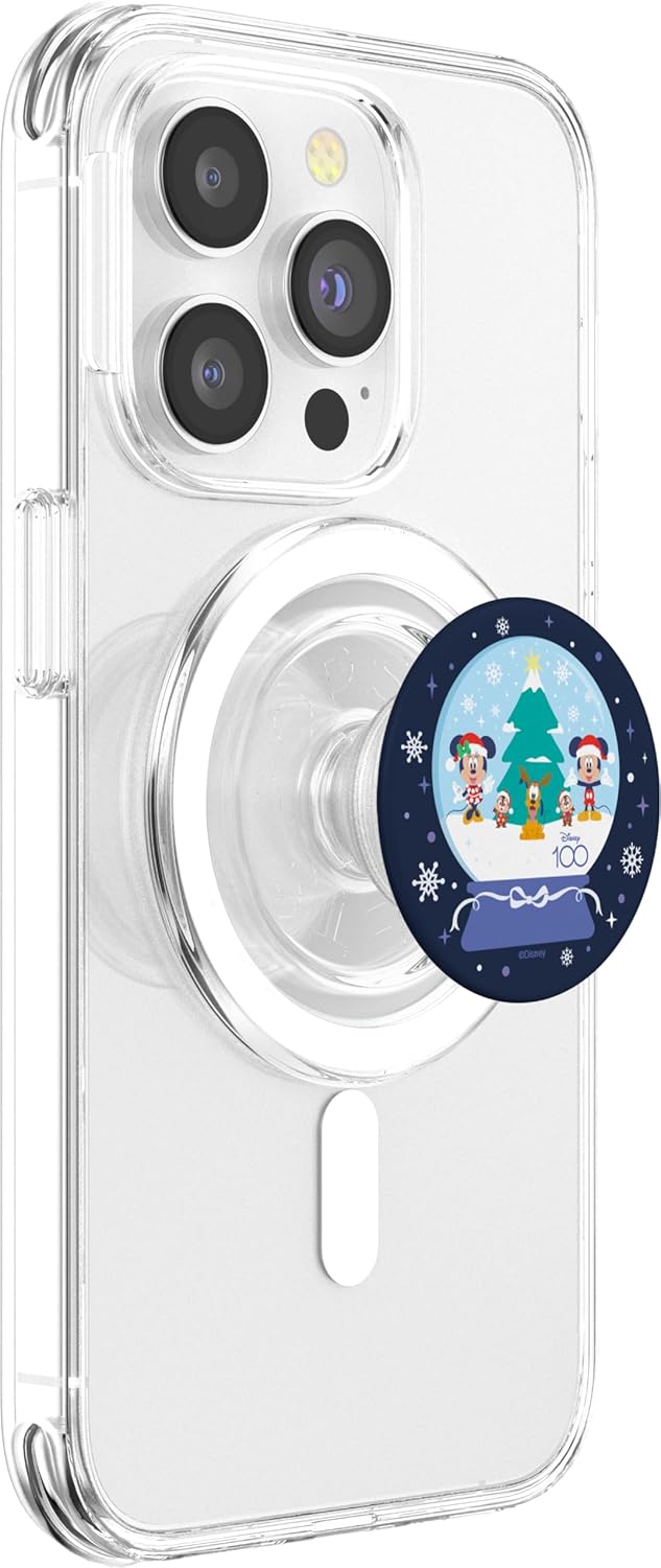 Disney 100 Mickey Minnie Chip Dale Pluto Christmas Snowglobe PopSockets MagSafe PopGrip for iPhone