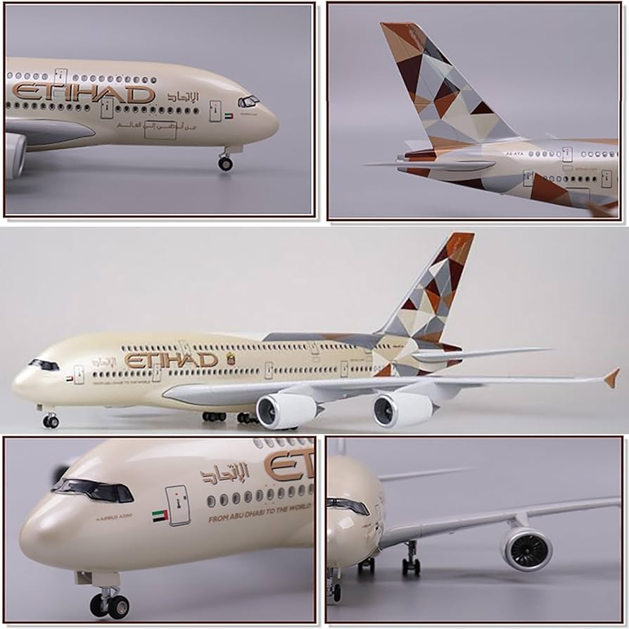 Amazon.com: 1/160 Scale 20.1in Airplane A380 ETIHAD Airline