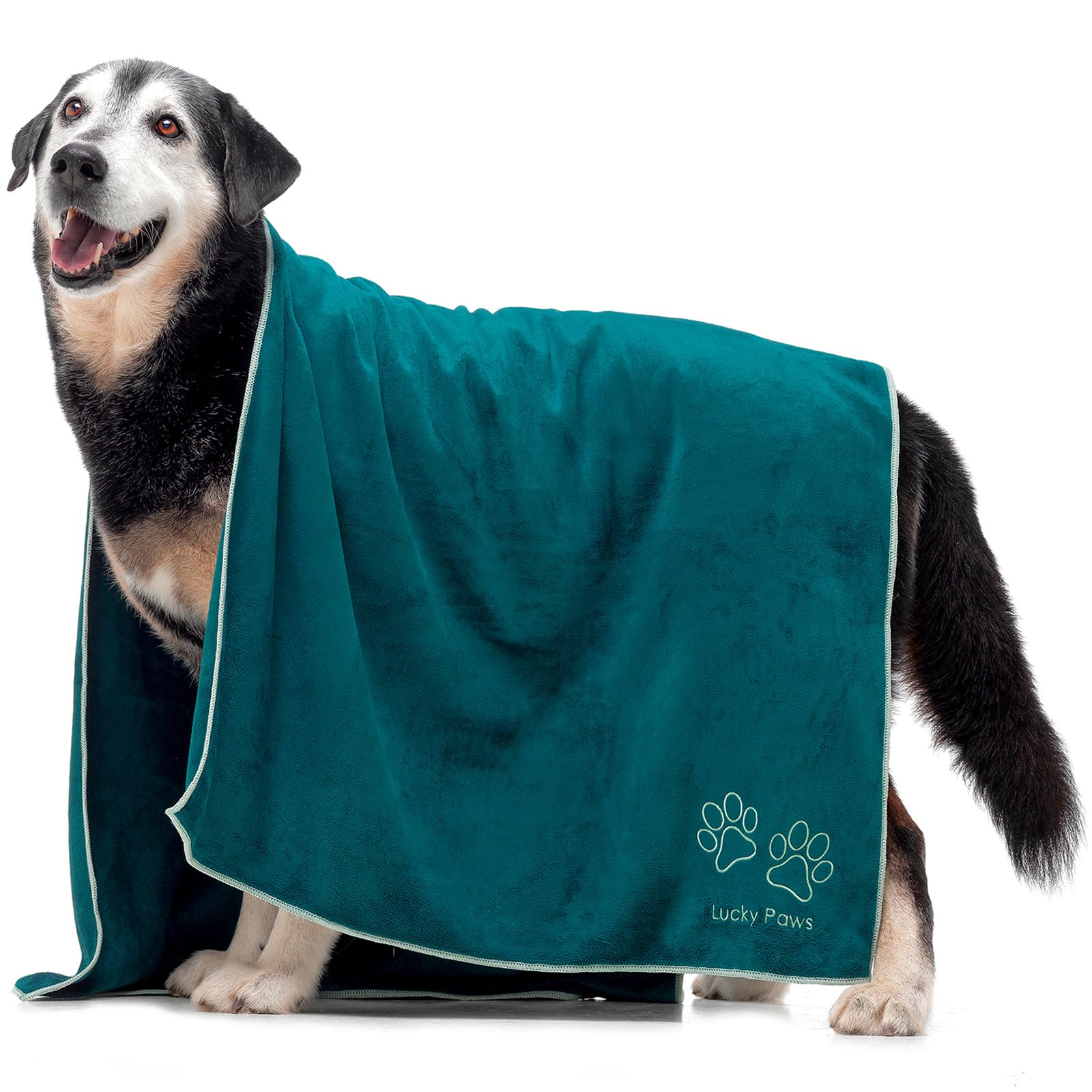 Lucky Paws UK Dog Towel - Toalla extragrande de microfibra de 140 x 70 cm, súper absorbente, lujosamente suave y de secado rápido, toallas de alta calidad para perros para secar perros (paquete de 2