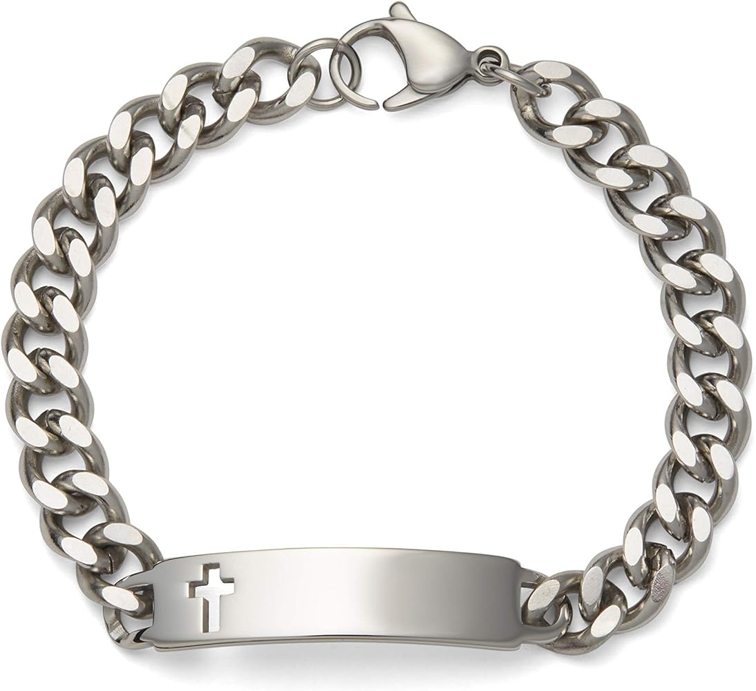 Amazon.com: Speidel Men's ID Bracelet with Polished Plaque with