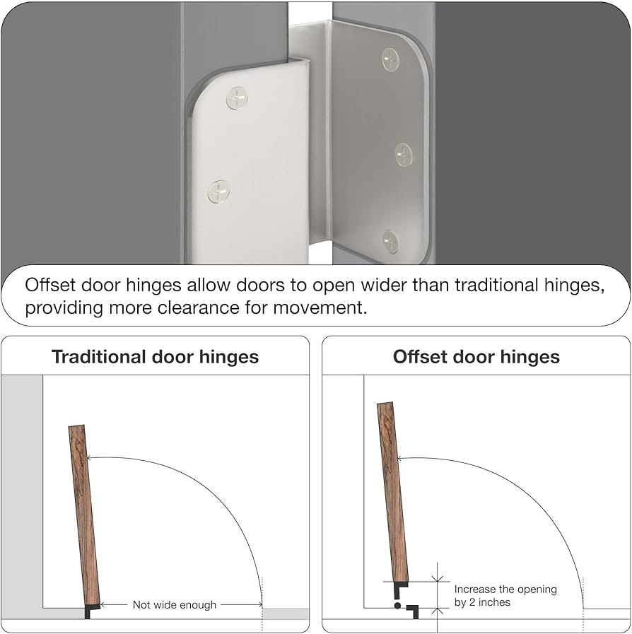 Expandable Swing Offset Door Hinge 3 Pack Brushed 3.5 Inch 1/4 Radius