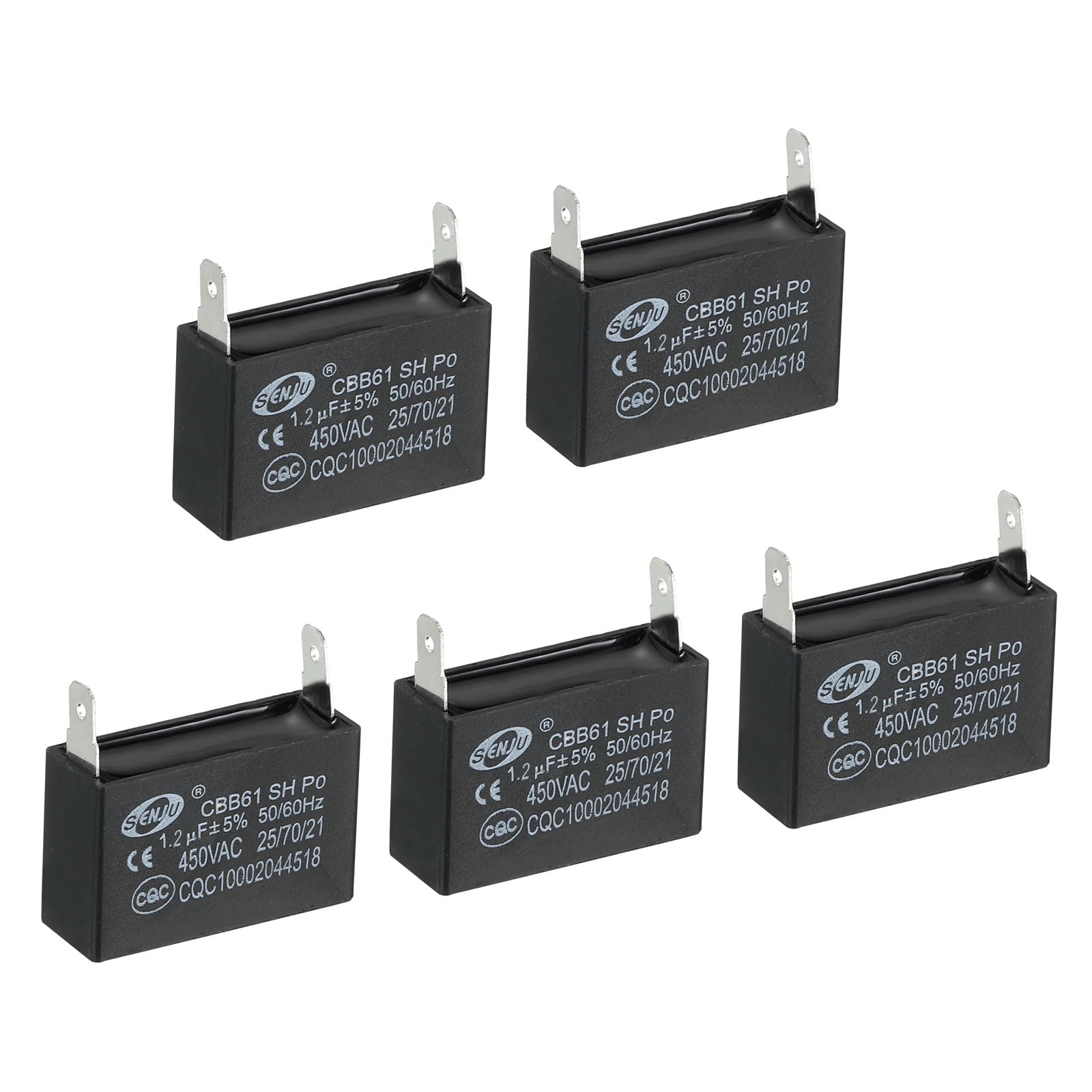 PATIKIL CBB61 Plafond Ventilateur Condensateur, 5pcs 1.2uf 450V AC 50