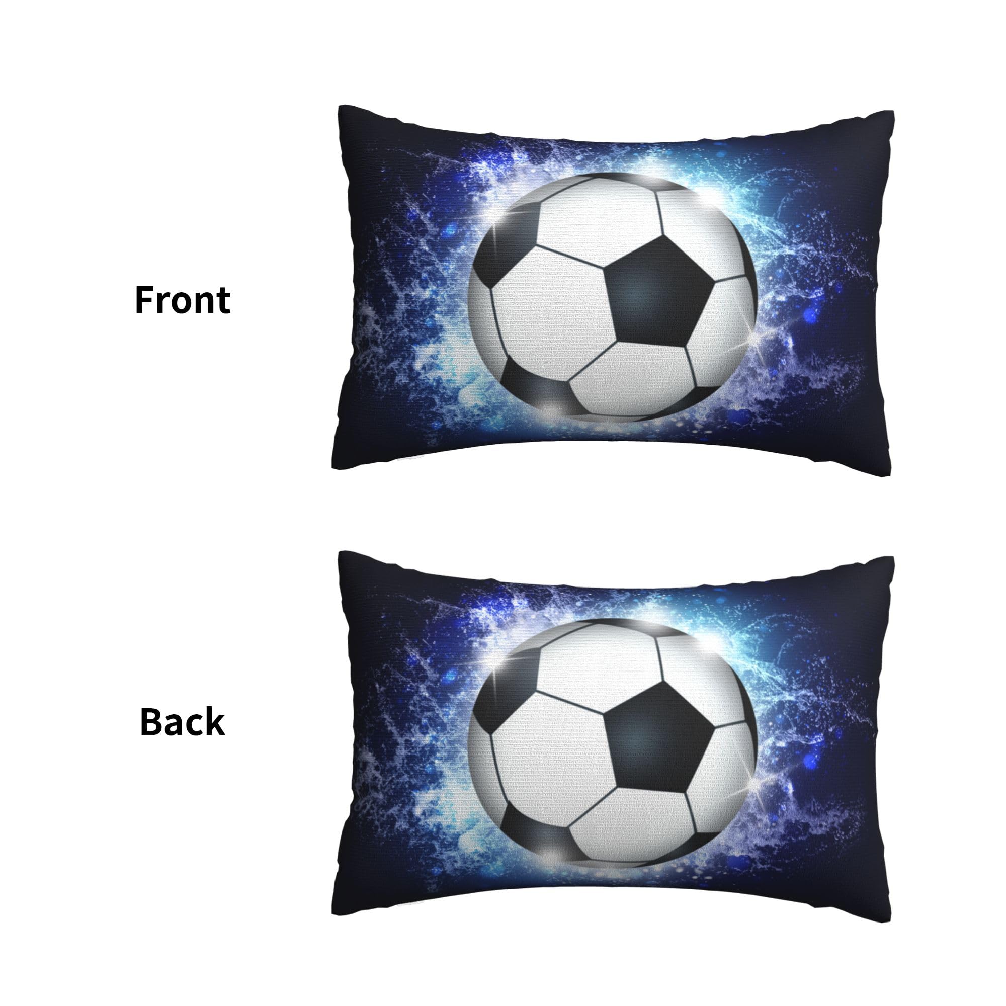 Soccer Throw Pillow Case Cover for Kids Teens Boys Room, Sports Style Blue Black Background Decorative 30