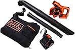 BLACK+DECKER 40V Cordless Leaf Blower Leaf Vacuum Combo Kit, 120 mph Air Speed, 6-Speed Dial, Built-in Scraper, with Collection Bag, Battery and Charger Included (LSWV36)