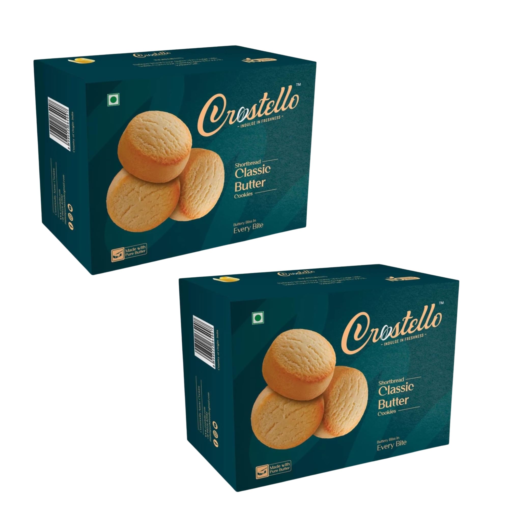 Crostello Classic Butter Cookies | Made With 100% Pure Butter | 2X180g (COMBO PACK) | Buttery Bliss in Every Biscuit | Veg | Perfect with Milk, Tea or Coffee (B0CP2SHRMR) Amazon Price History, Amazon Price Tracker