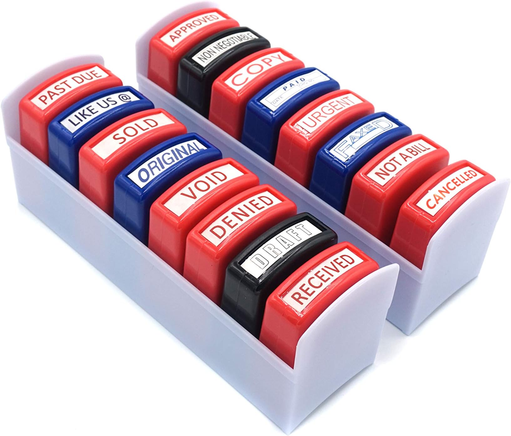 Home Office Business Rubber Stamp |16 Set Self- Inking | NOT A Bill, Approved, Received, Void, Sold, Past Due, Like US @, Denied, NONNEGOTIABLE, Draft, Urgent, Copy, Cancelled, Original, Paid, FAXED.