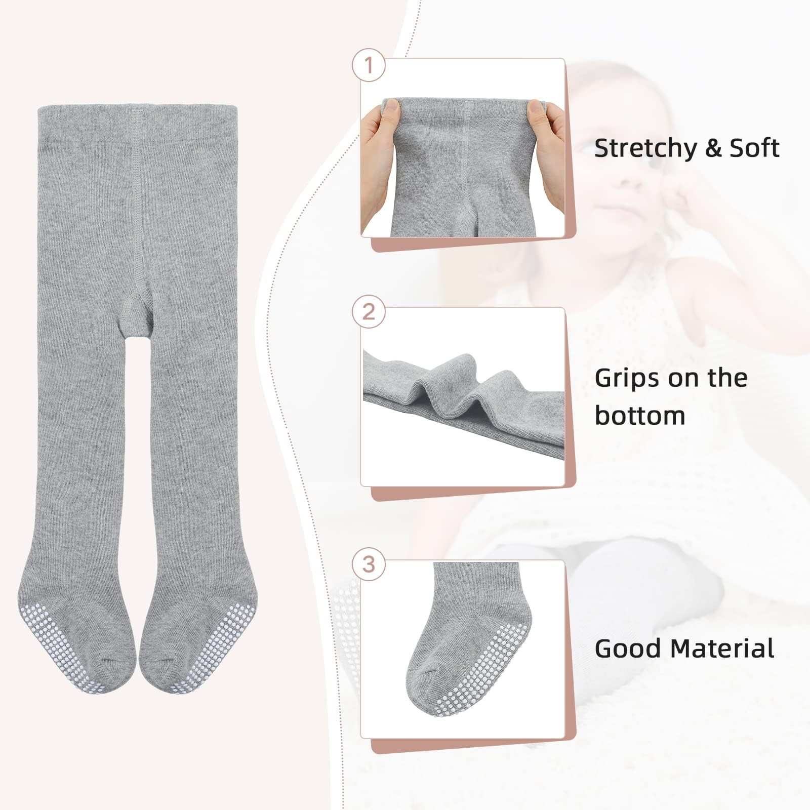 American Trends Collant per bambini con impugnature antiscivolo calzini neonato leggings ultra morbidi calze