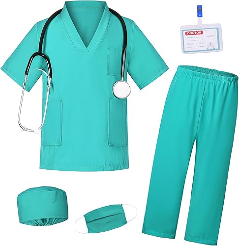 Miniatura 3 de SIZGAROOT Disfraz de médico para niños, disfraz de médico para niñas y niños, disfraz de fiesta de Halloween