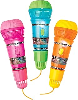 Vibrant Colored Light-up Duet Plastic Microphone In Assortment Colors - 9" (Pack of 1) - Ideal for Parties, Events & Music Enthusiasts