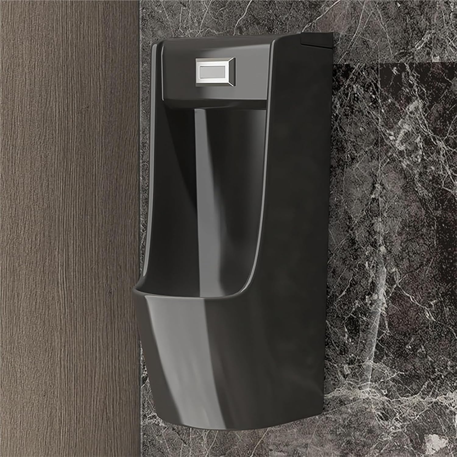 Wall Mounted Men's Adult Urinal， Mens Splash-Proof Urinal Commercial Anti-Odor Men's Adult For Use In Homes(Black,Floor drainage)