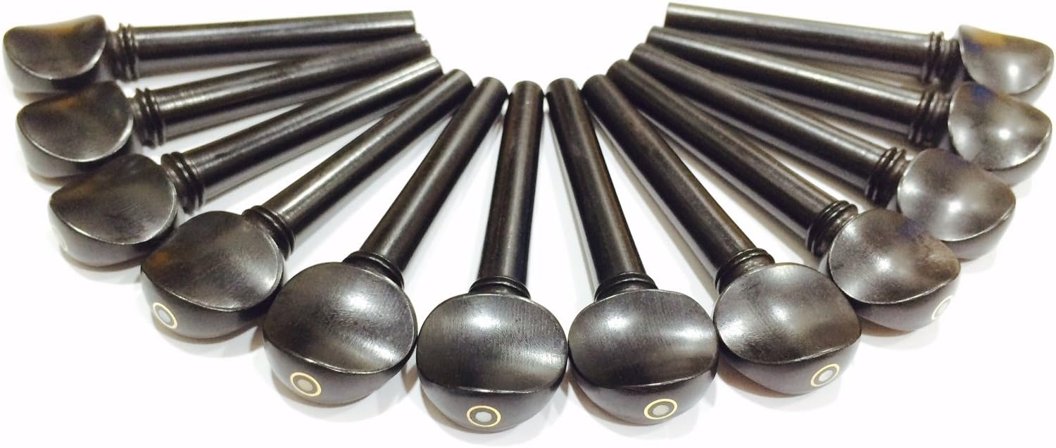 Set of 12 Indian Ebonywood Pegs for Violin,Viola & Oud with parisian eye