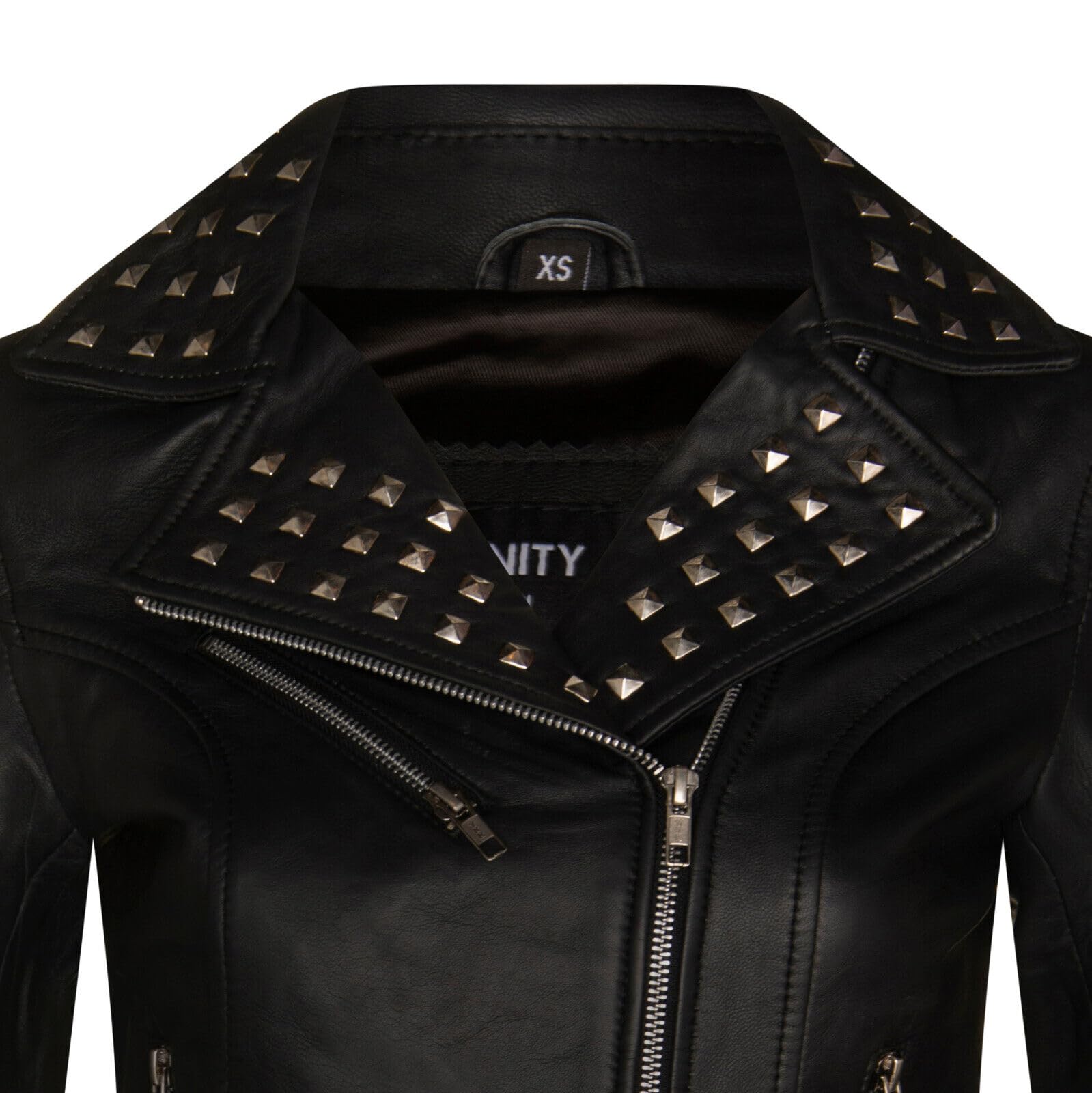 Infinity Leather Mujer Cuero Motero Chaqueta gótica con tachuelas