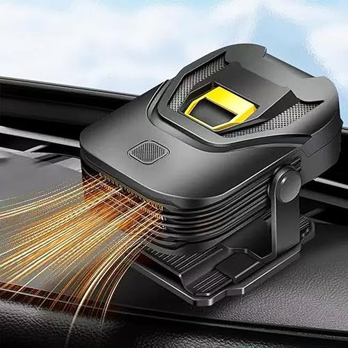 Calentador de coche, calentador y descongelador portátil mejorado de 12 V Ventilador de calentamiento y enfriamiento rápido, con base giratoria de