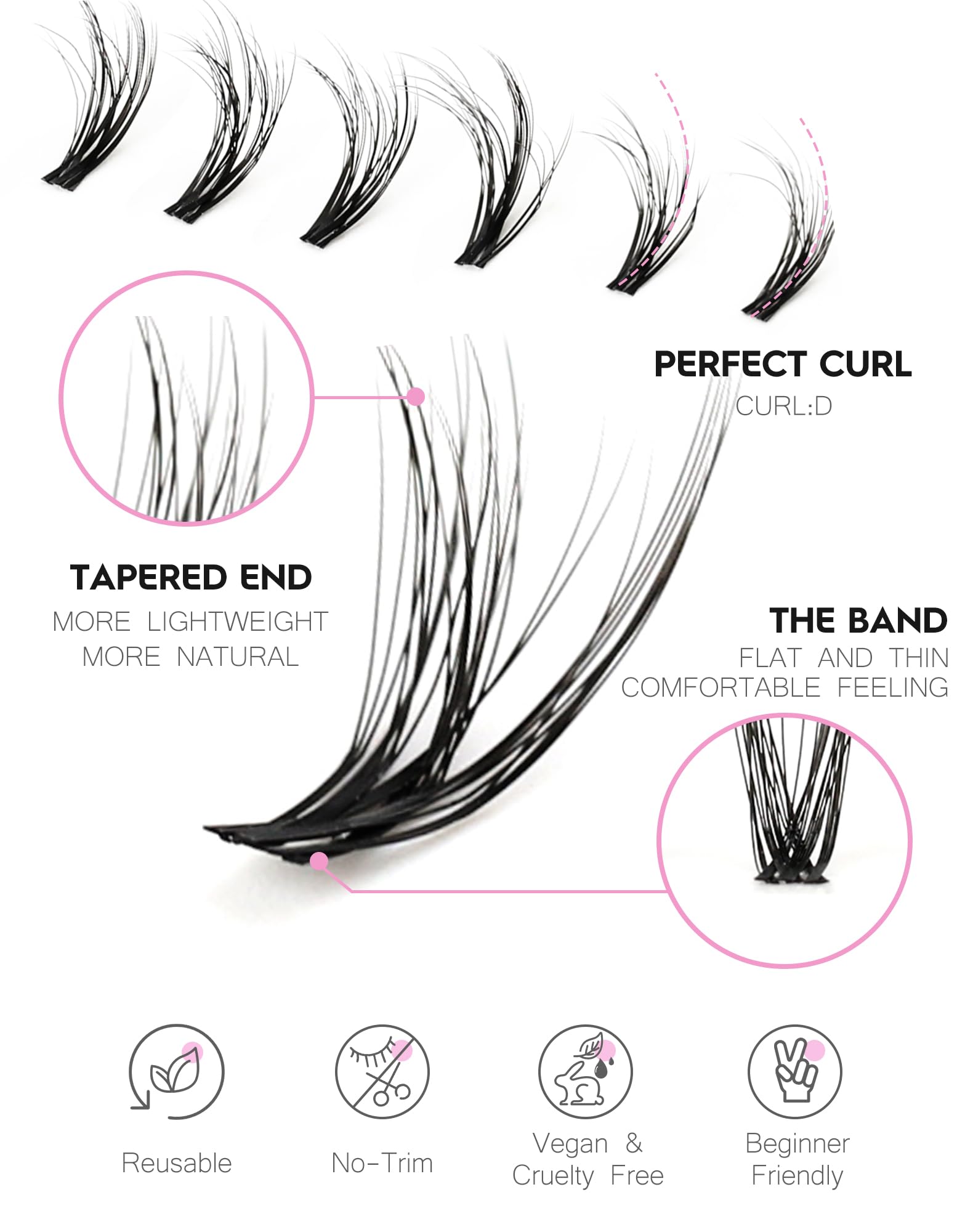 Short Lash Clusters Wispy C Curl Eyelash Clusters Volume Individual Eyelashes Natural Cluster Eyelash Extensions Natural Looking Cluster Lashes by Jiocolor(C Curl, 8-14mm): WINK