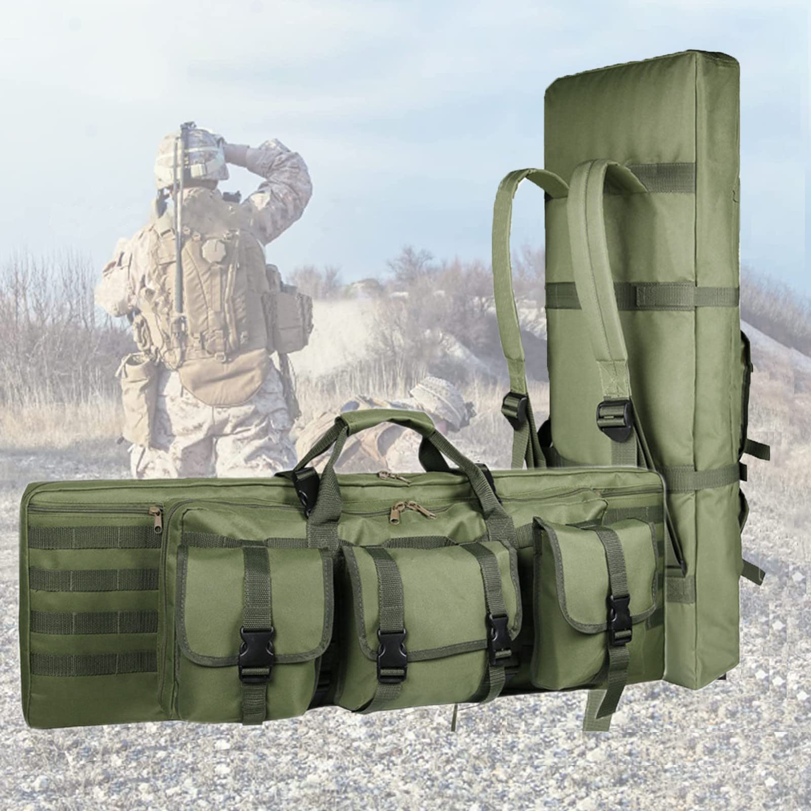 90cm Bolsa para Rifle Funda para Armas Pistola Mochila para Fusil,Bolsa para Escopeta Doble,Escopeta de Airsoft con Correa para el Hombro,Almacenar o Transportar Rifles