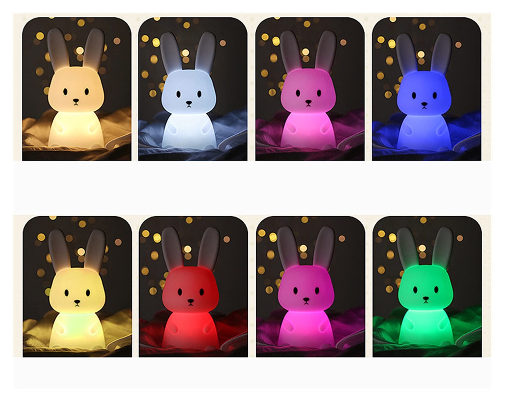 Demasiado Linda Noche Luz Lion Whale Conejo Cat Silicone Night Lights Touch Sensor Dormitorio Lámpara de Noche (Emitting Color : Panda 2)