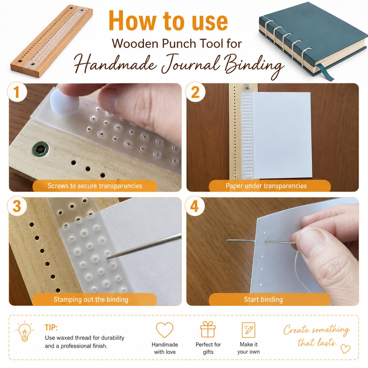 INFISELECT Ensemble de guides de perforation de journal – Kit d'outils de reliure durable pour fournitures de journaux indésirables, livres japonais et coptes – Parfait pour les artisans, les