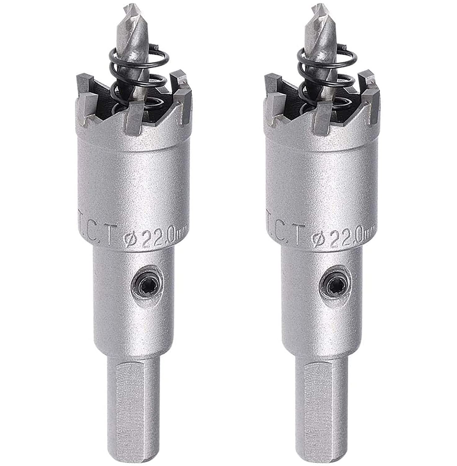 uptodateproducts 22mm Carbide Hole Saw Cutter Drill Bit Tooth Tipped TCT Hole Cutter Alloy Gray（2Pcs)