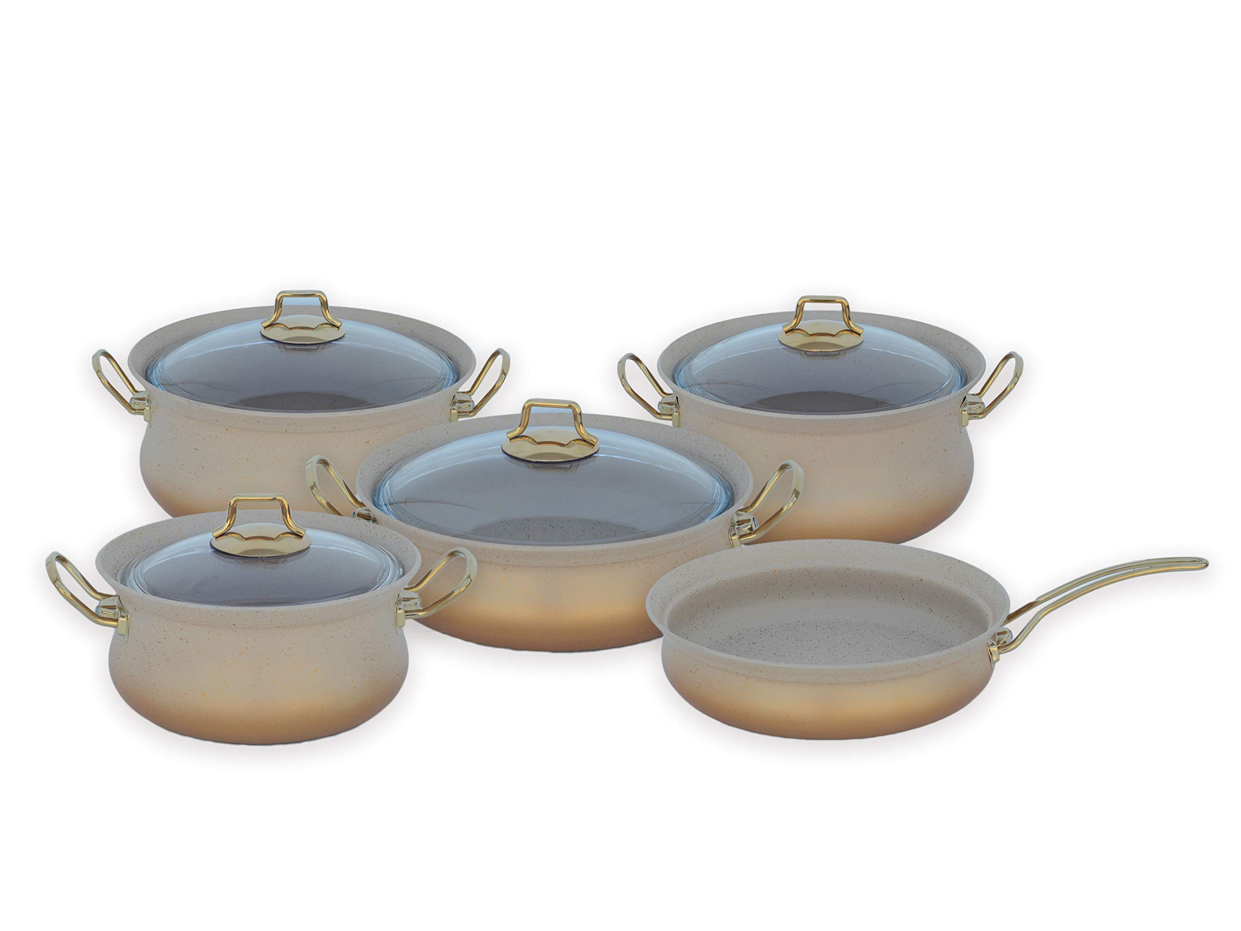 9 PCS GRANITE CASSEROLE SET- 3045 IVORY- MADE IN TURKEY