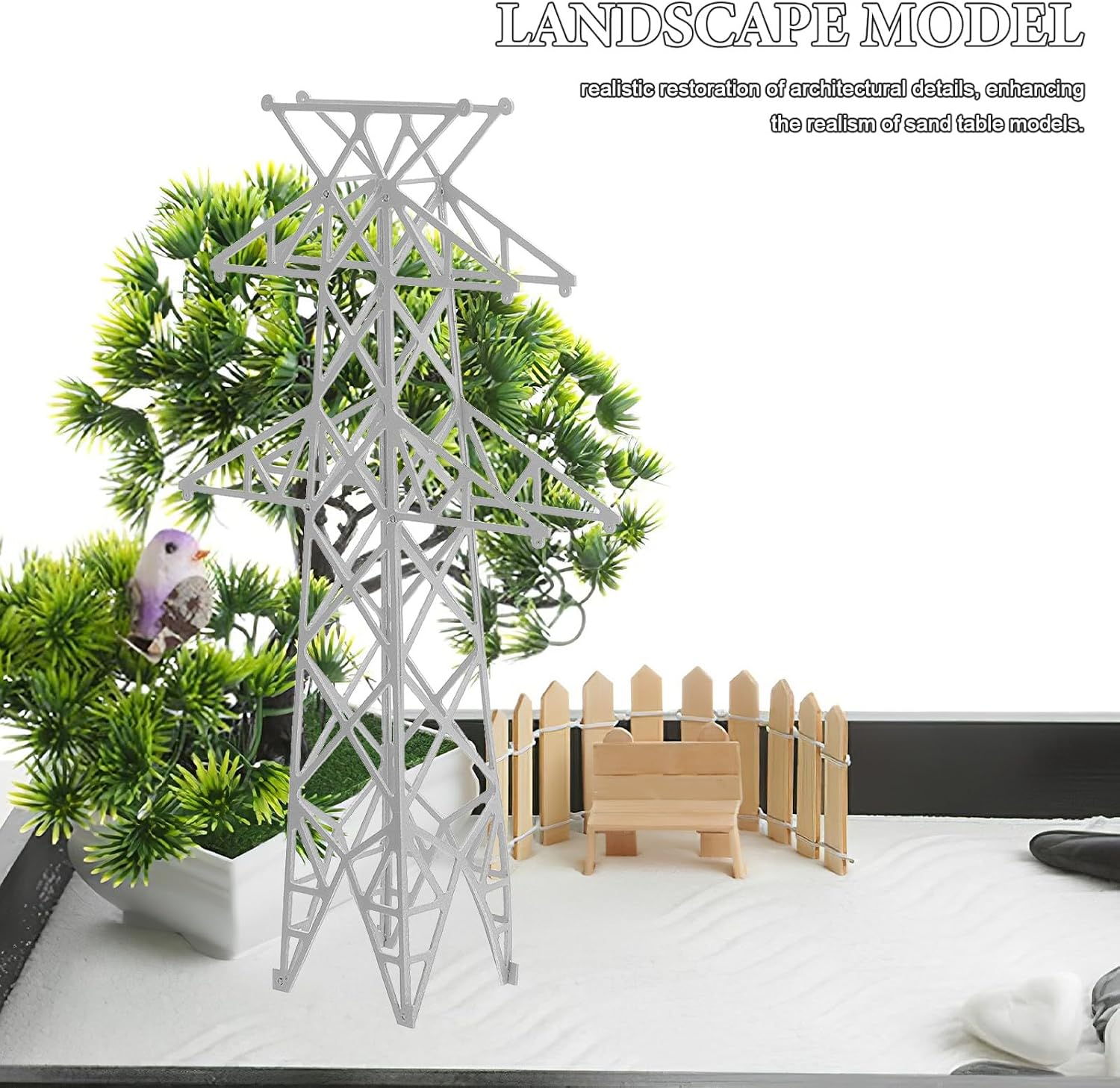 SEWACC Sand Table Scene Accessories Railroad Train Electric Tower - 1/160 Miniature Garden Building -DIY Micro Landscape Decor Train Accessories