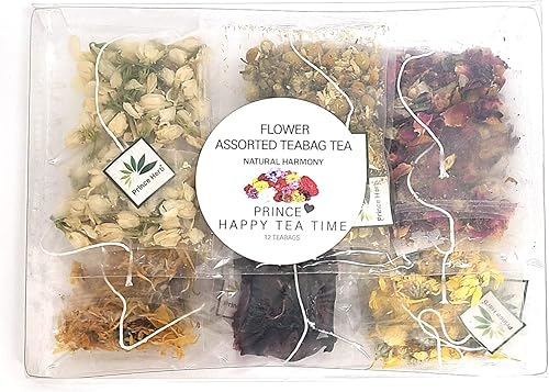Miniatura 4 de [Té de hierbas medicinales] 100% natural surtido de 6 flores, 12 piezas de té de bolsita de té, juego de té de 6