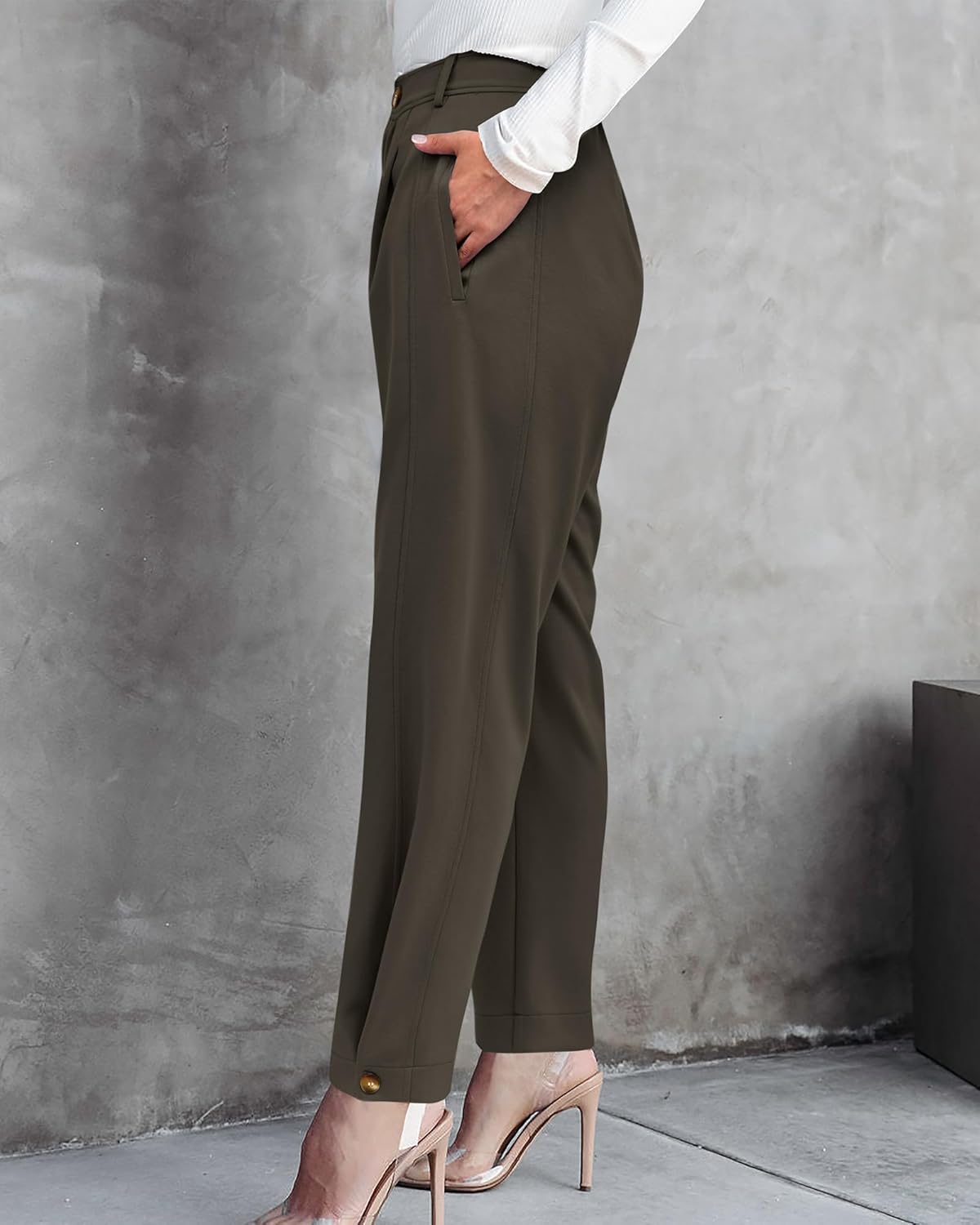 BTFBM Women's Pants Spring Fall 2026 Casual Loose Pleated Trousers Tapered Slacks Pockets Dressy Business Work Outfits