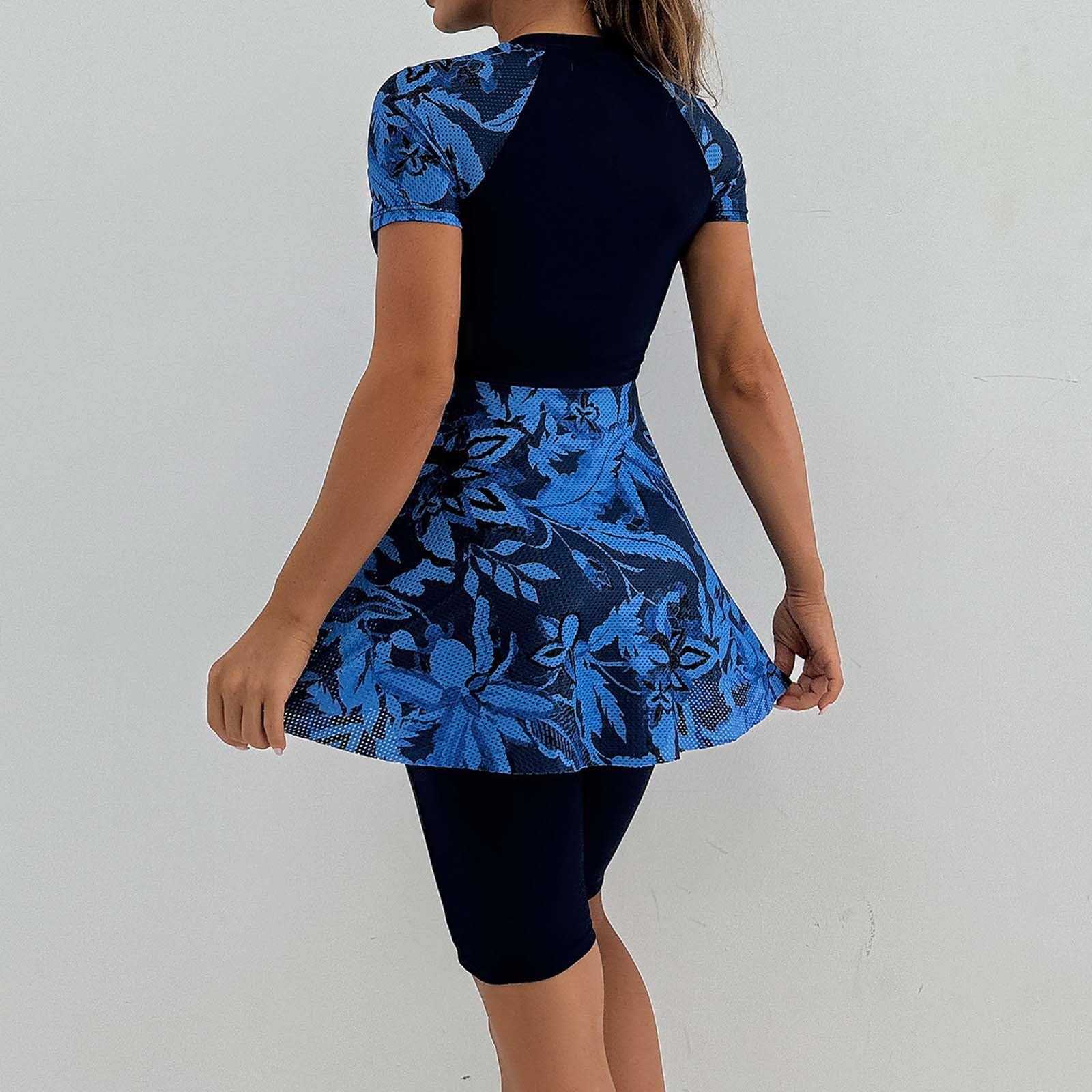 2 pièces Imprimé Floral Modest Burkini Maillot de Bain à Manches Courtes pour Femmes Musulmanes Maillot de Bain Arabe Unique